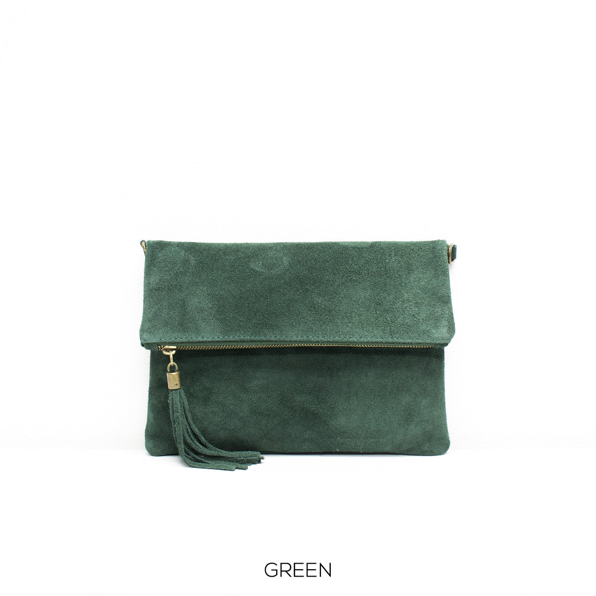 Green Suede Clutch Bag