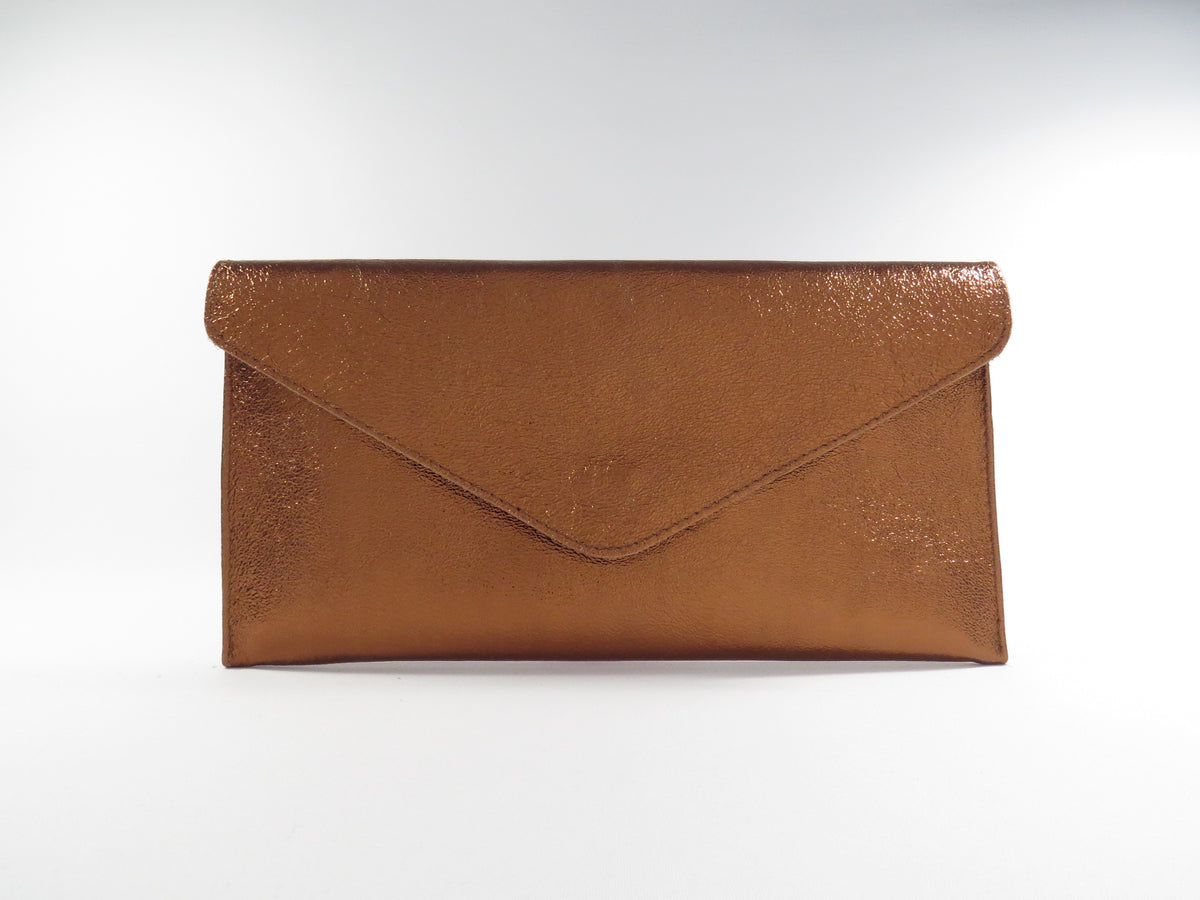 Metallic Bronze Envelope Clutch Bag