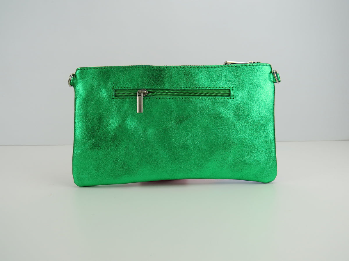 Green Retro-Stiped Clutch Bag