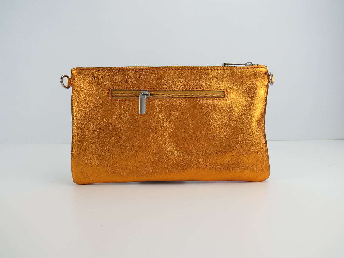 Mustard Retro-Stiped Clutch Bag