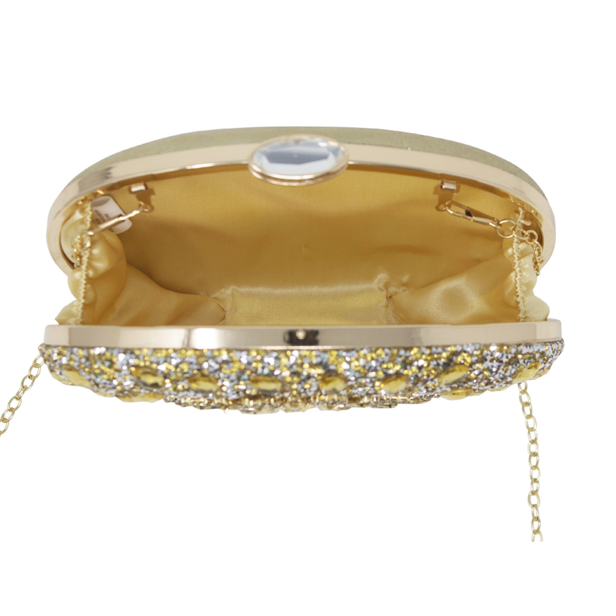 Sparkly Gold Diamante Encrusted Clutch Bag