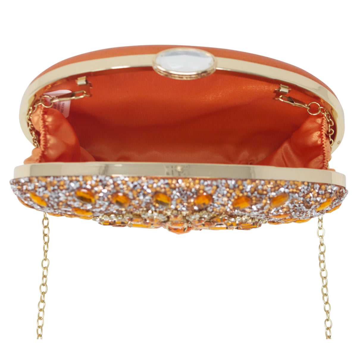 Sparkly Orange Diamante Encrusted Clutch Bag