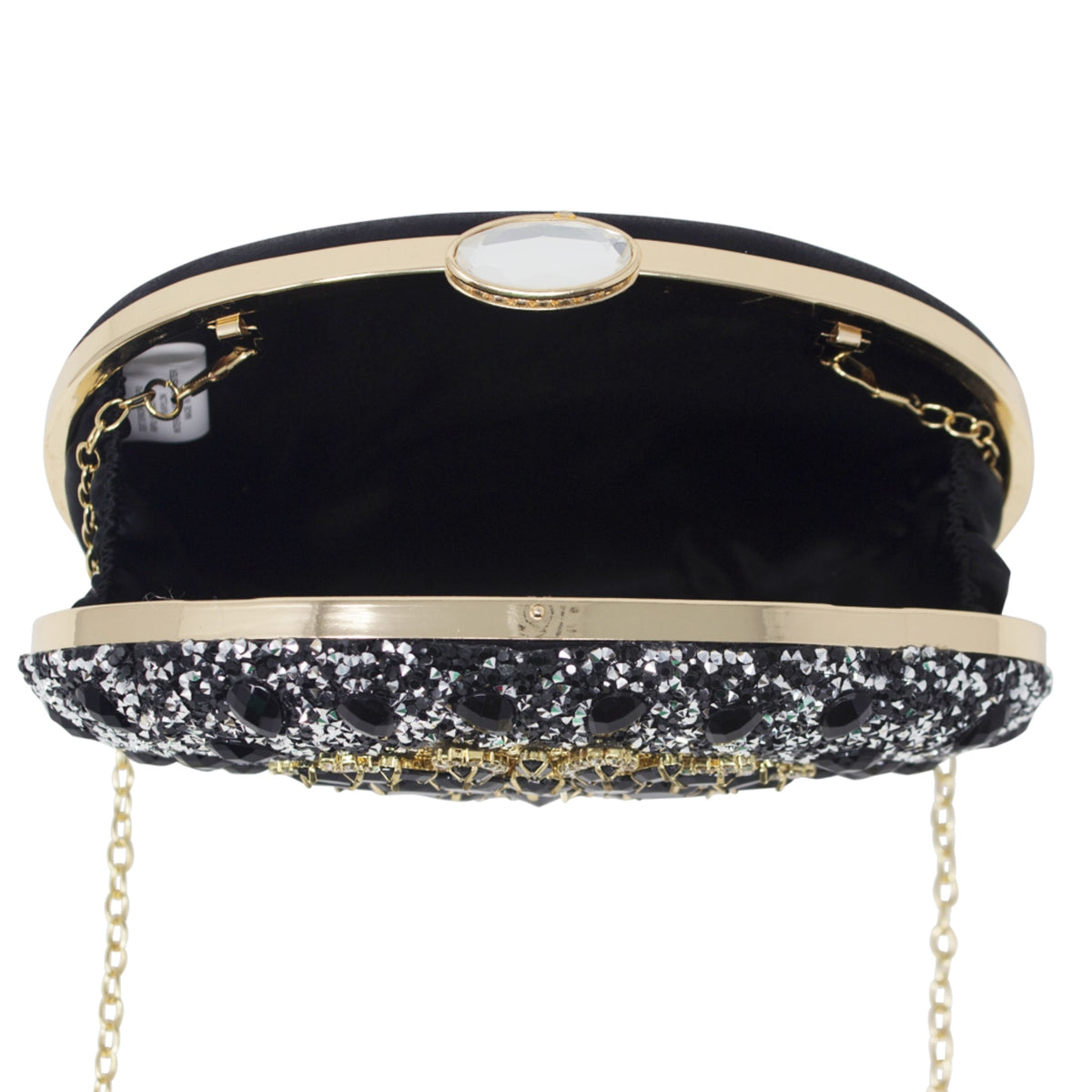 Sparkly Black Gold Diamante Encrusted Clutch Bag