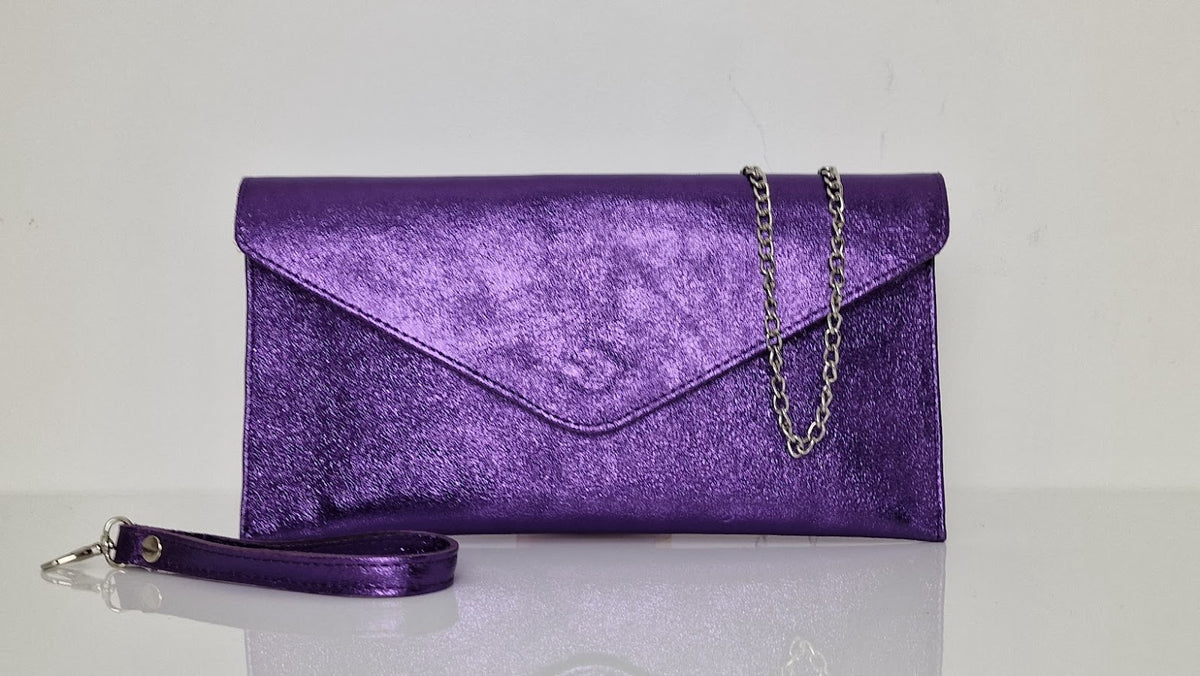 Metallic Purple Voilet Envelope Clutch Bag