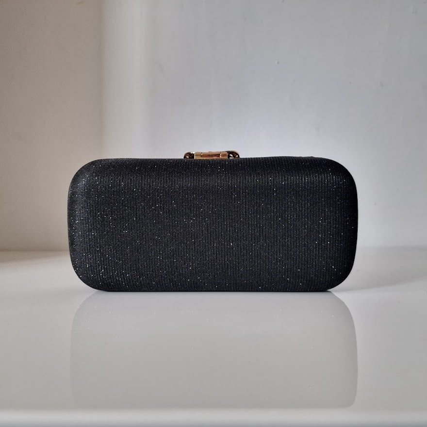 Sparkly Gold Leaf Shimmery Black Clutch