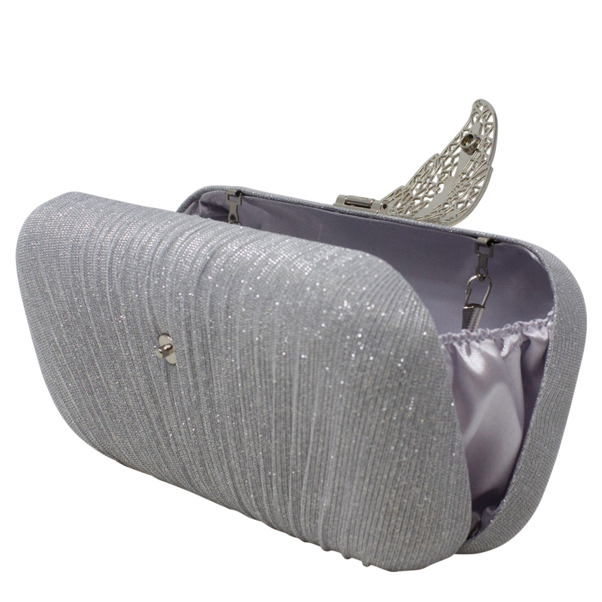 Sparkly Gold Leaf Shimmery Silver Clutch