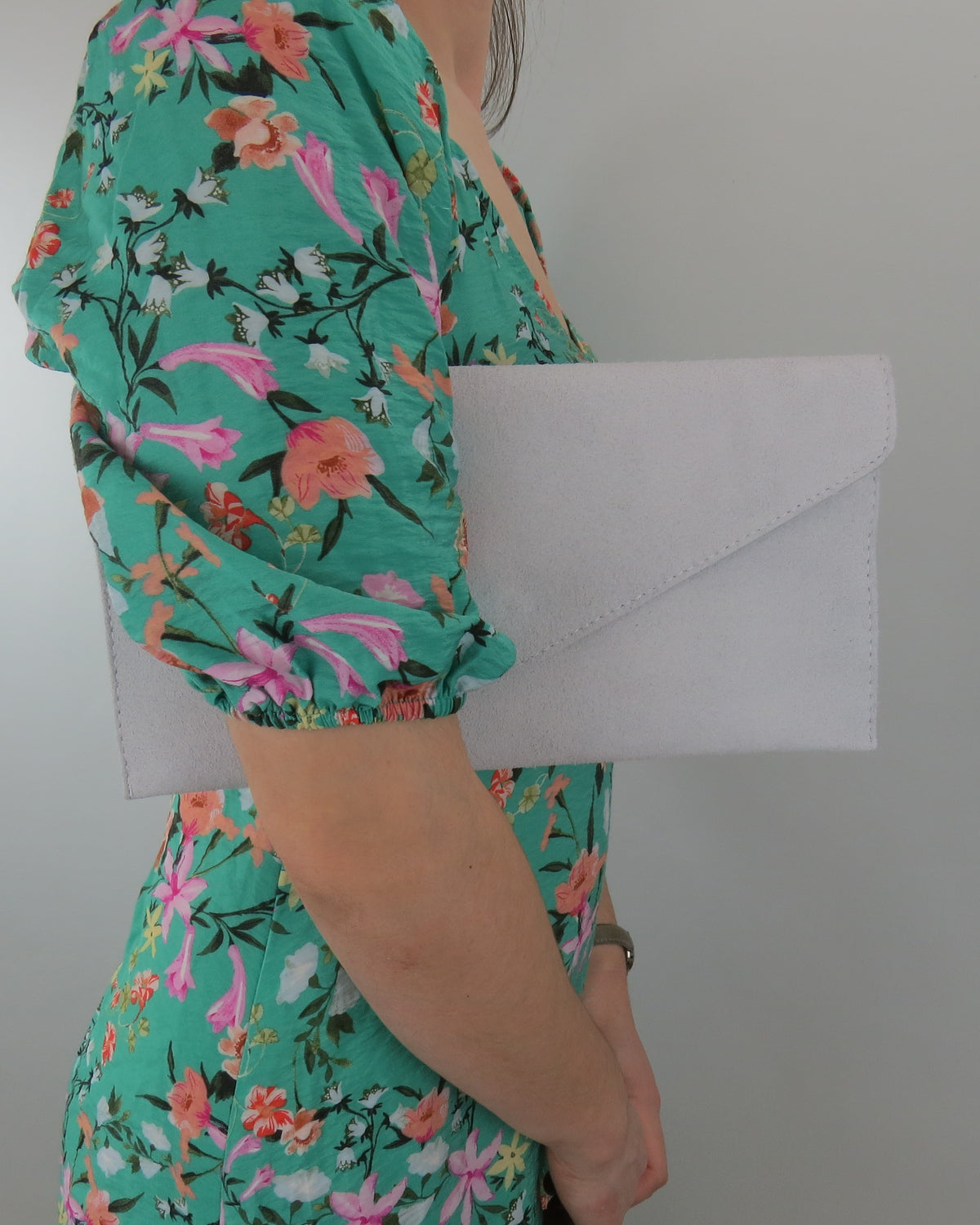 Metallic Mint Sea Green Envelope Clutch Bag