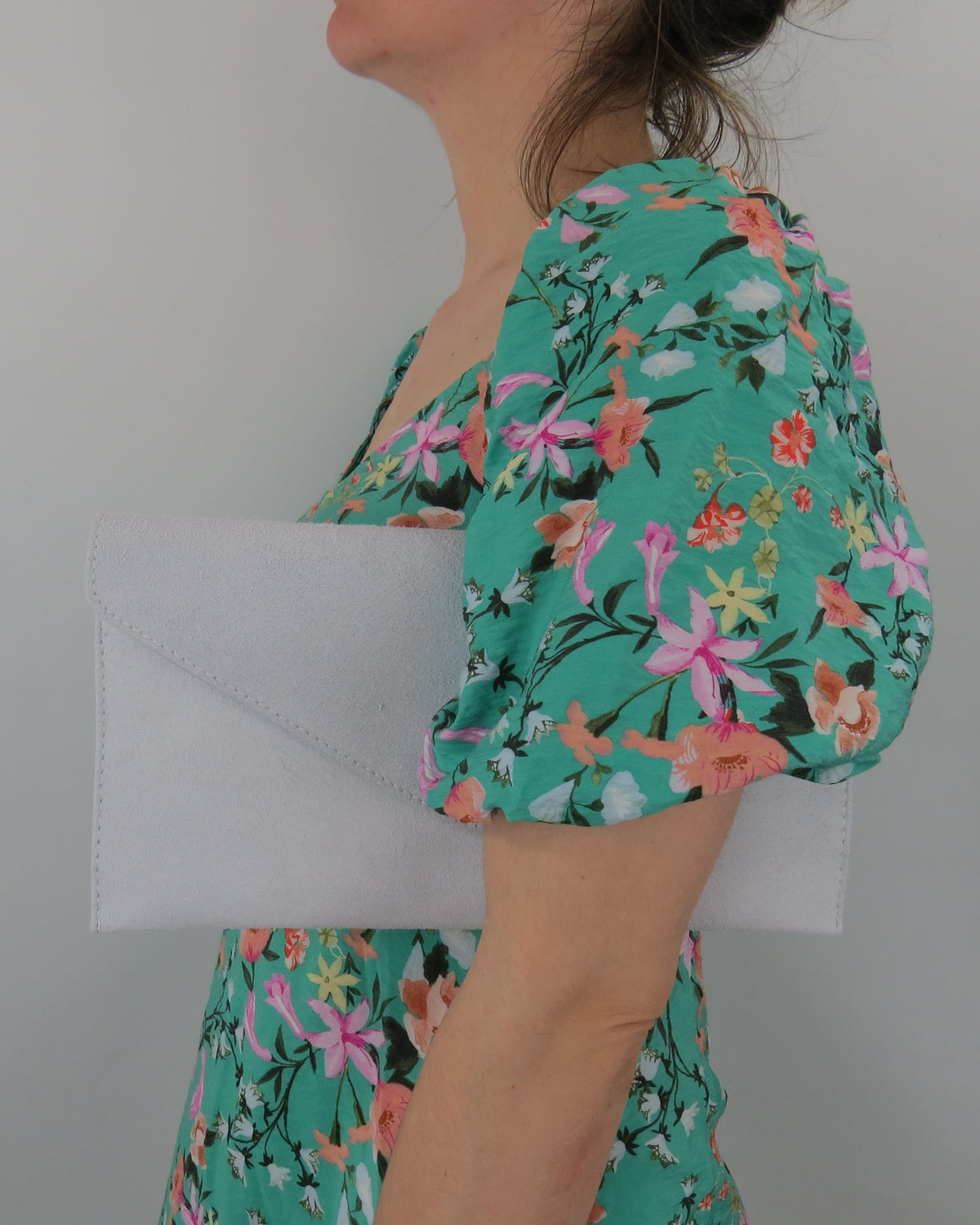 Metallic Light Sky Blue Envelope Clutch Bag