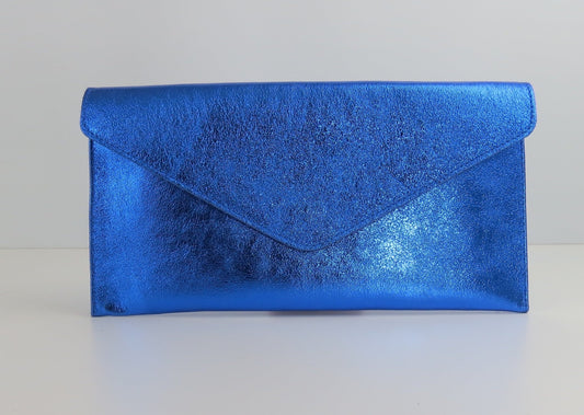Metallic Royal Blue Envelope Clutch Bag