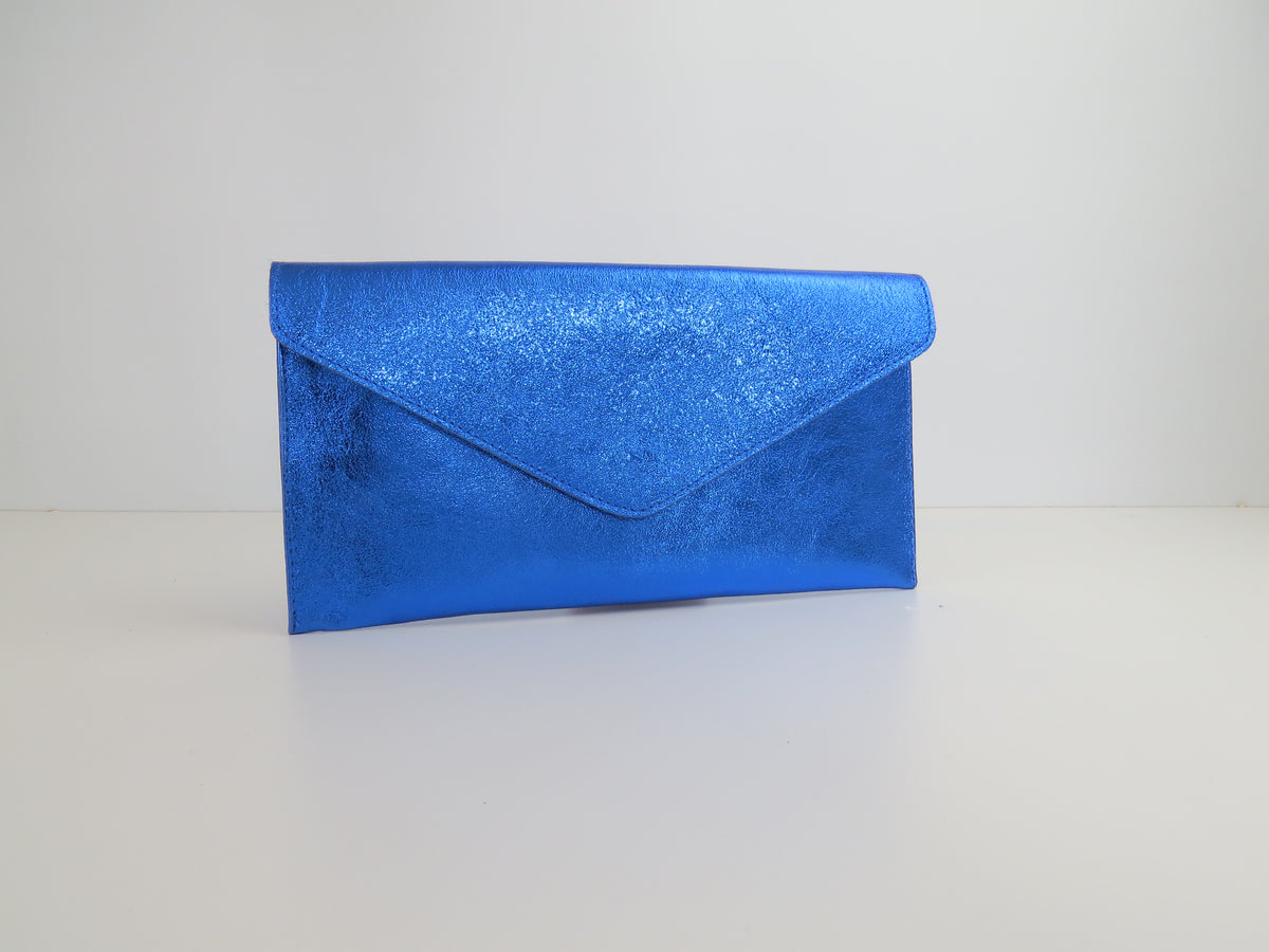 Metallic Royal Blue Envelope Clutch Bag