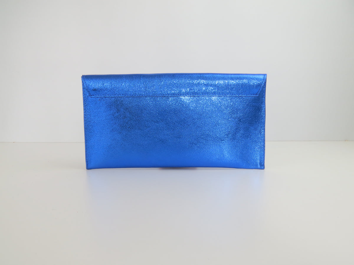 Metallic Royal Blue Envelope Clutch Bag