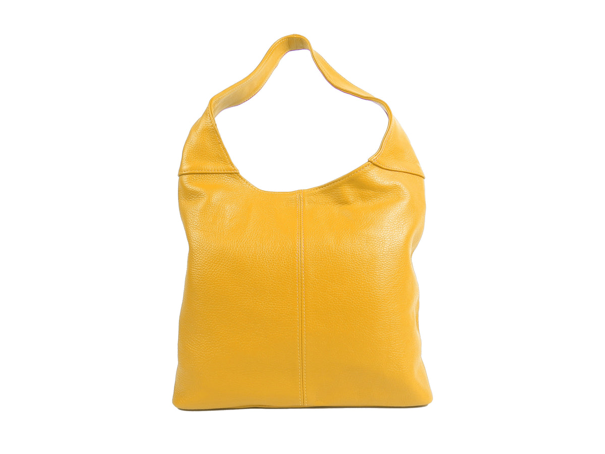 Italian Mustard Yellow Leather Slouchy Shoulder Bag