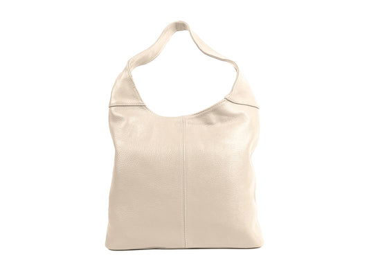 Italian Ivory Cream Leather Slouchy Shoulder Bag