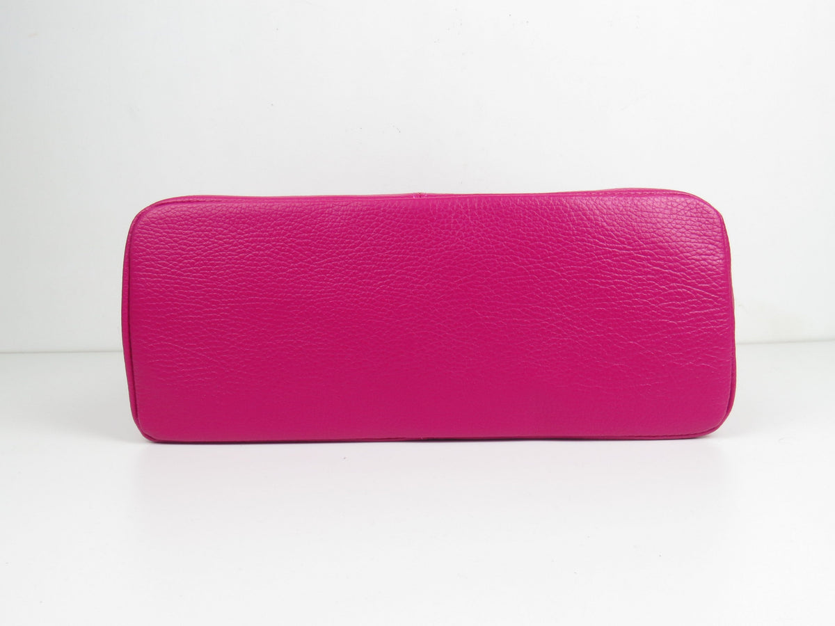 Italian Magenta Fuchsia Pink Leather Slouchy Shoulder Bag