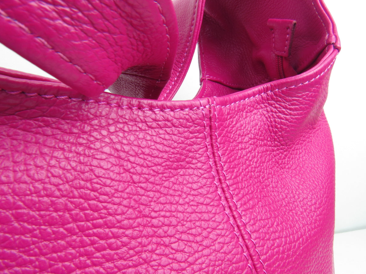 Italian Light Grey Leather Slouchy Shoulder Bag