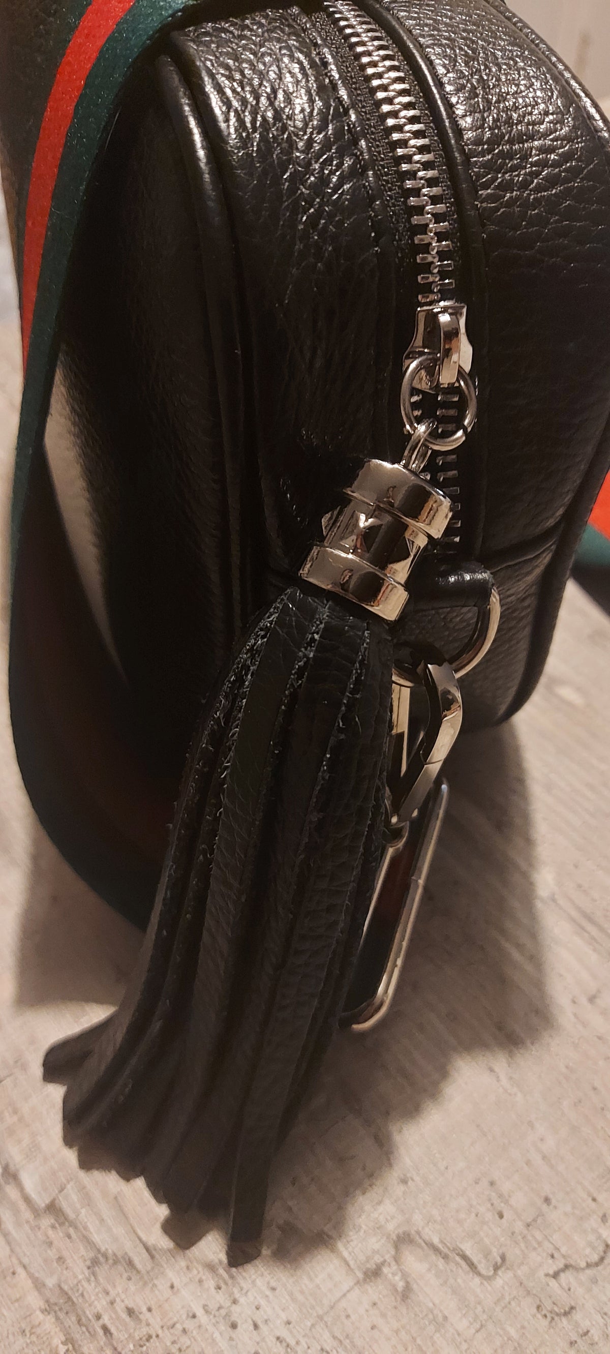 Italian Leather Cross Body Camera Bag With Tassel