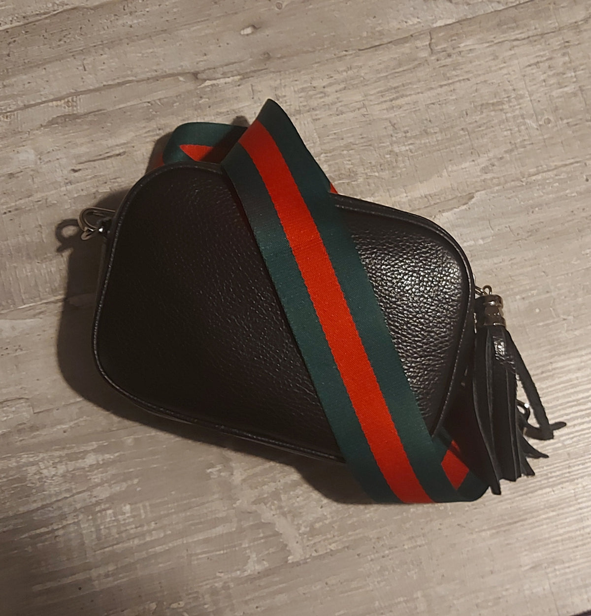 Italian Leather Cross Body Camera Bag With Tassel