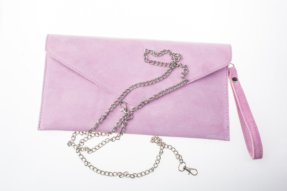 Pink envelope clutch bag