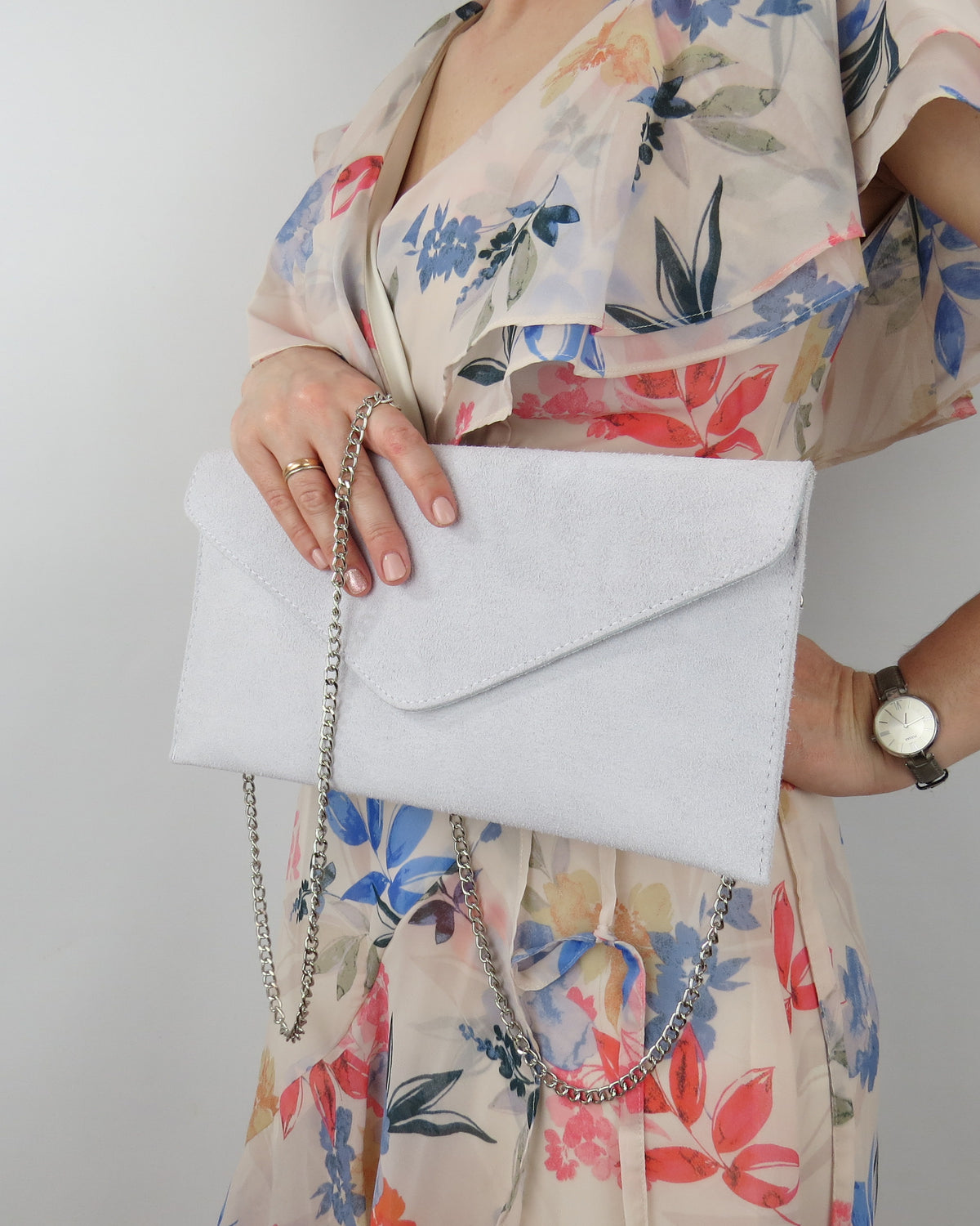 Moonstone Envelope Clutch Bag with chain strap