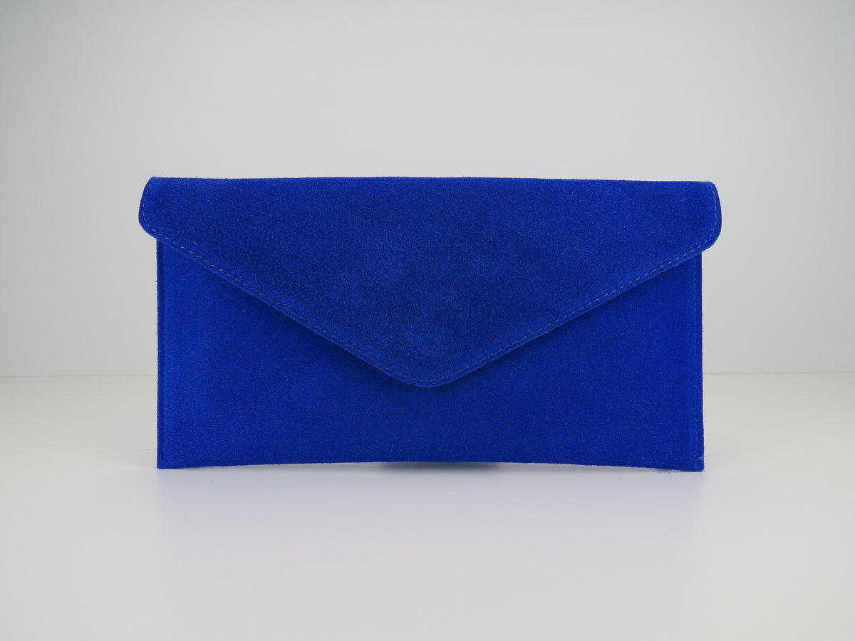 Royal Blue Suede Leather Clutch