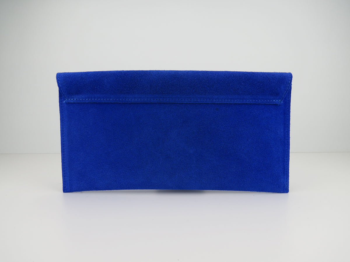 Royal Blue Suede Leather Clutch