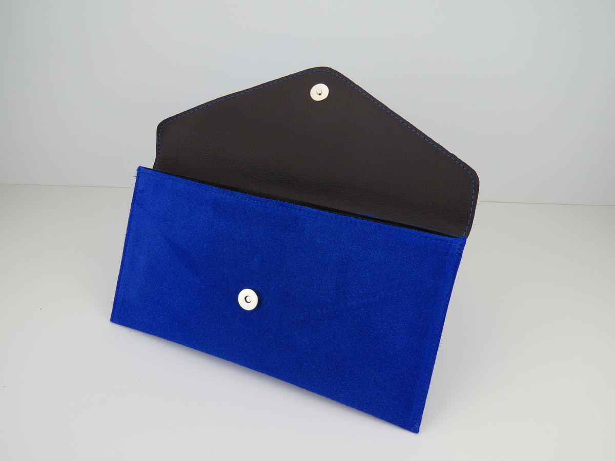 Royal Blue Suede Leather Clutch