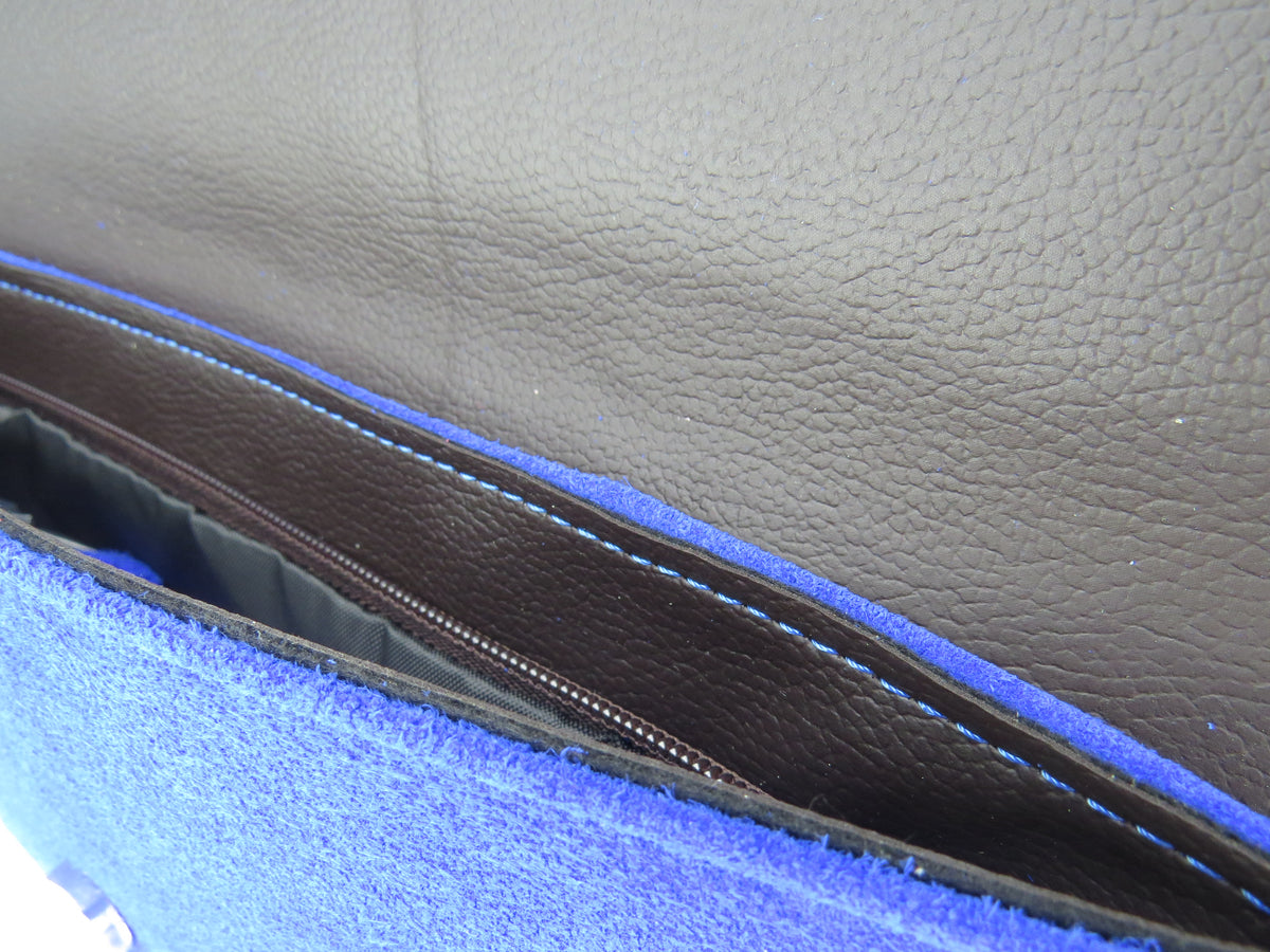 Royal Blue Suede Leather Clutch