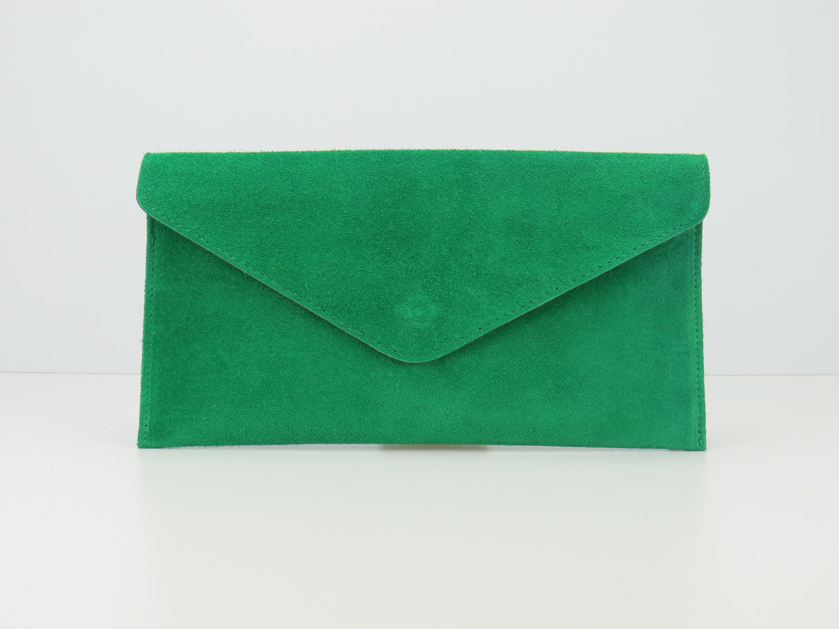 Parrot Green envelope clutch bag front