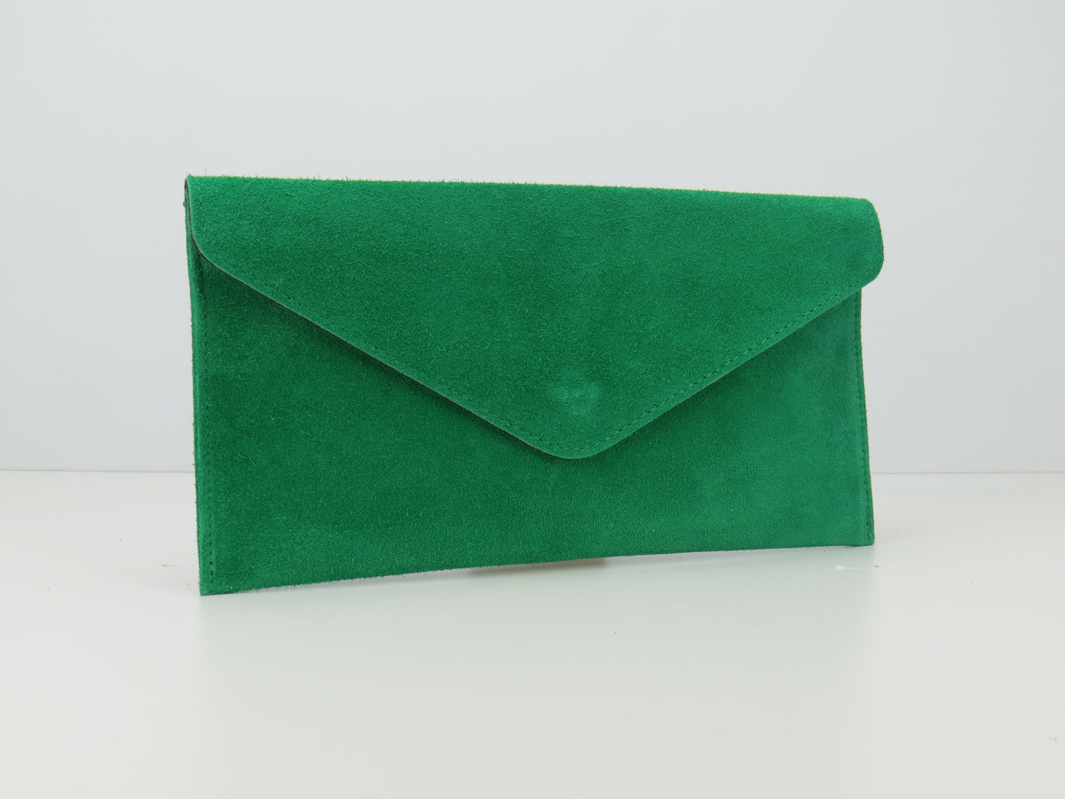 Parrot Green envelope clutch bag front