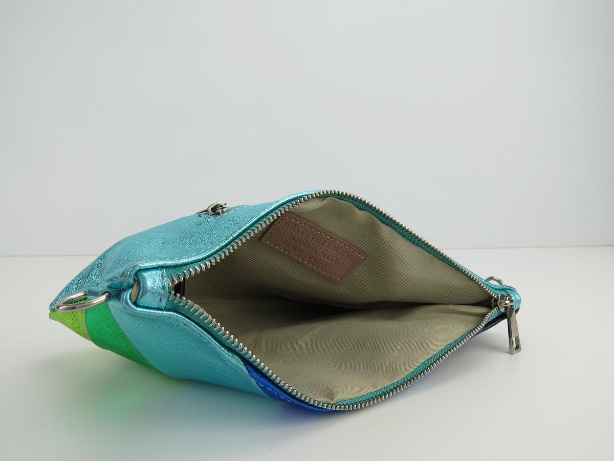 Magenta Retro-Stiped Clutch Bag