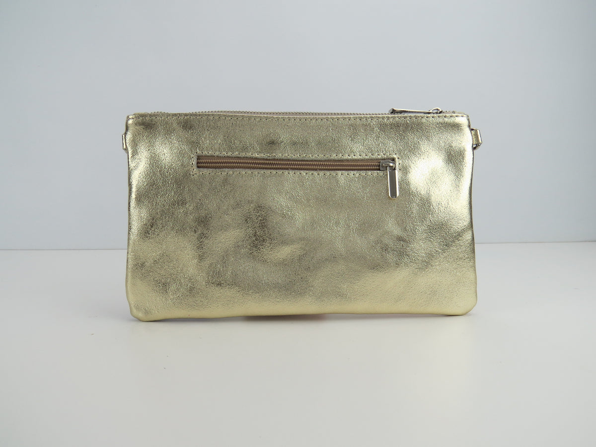 Purple Gold Retro-Stiped Clutch Bag