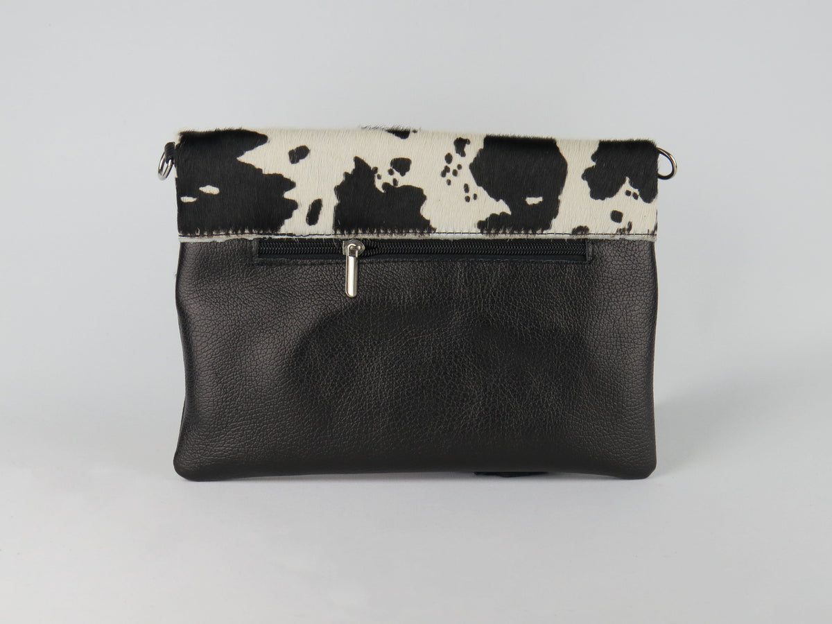 Cow Print Foldover Clutch Bag
