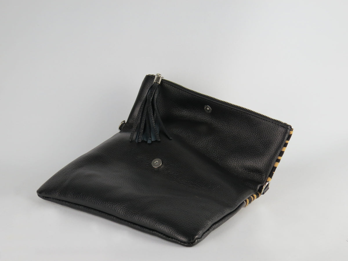 Tiger Print Foldover Clutch Bag