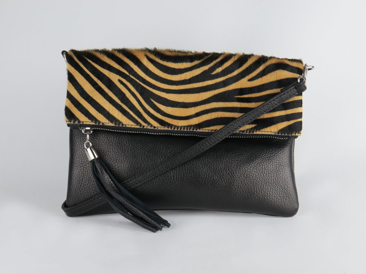 Tiger Print Foldover Clutch Bag