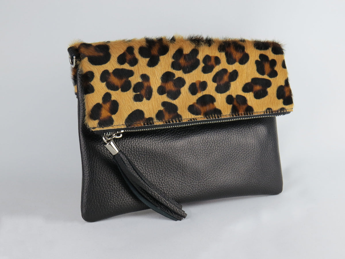 Leopard Print Foldover Clutch Bag