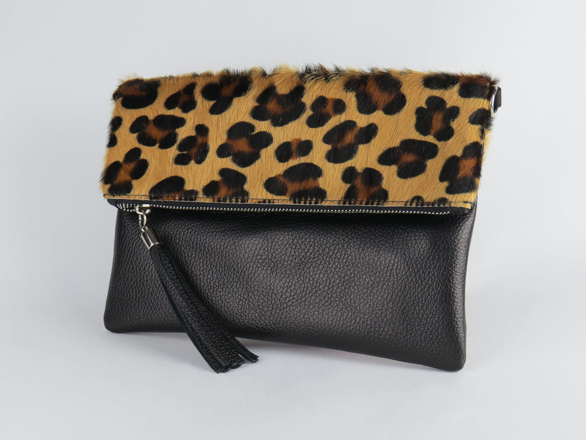 Leopard Print Foldover Clutch Bag