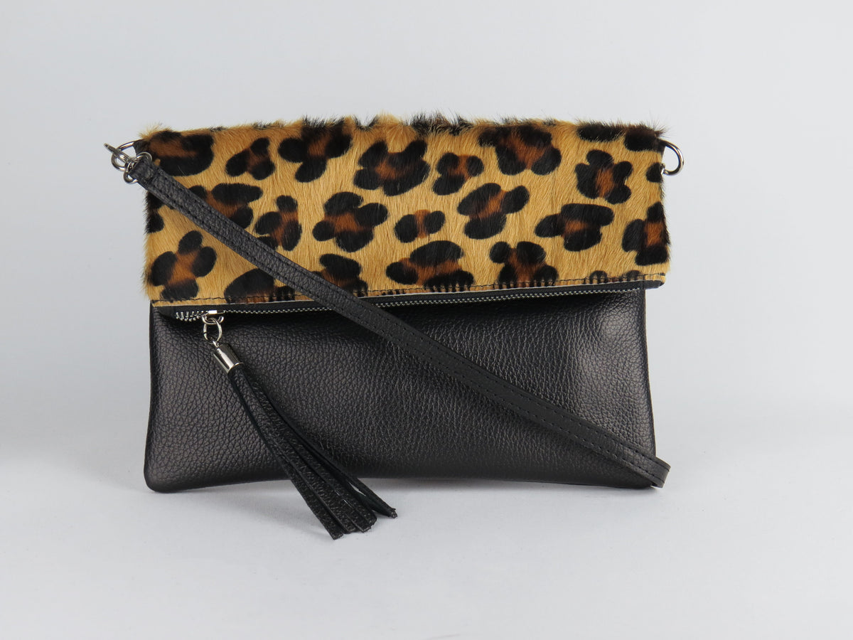 Leopard Print Foldover Clutch Bag