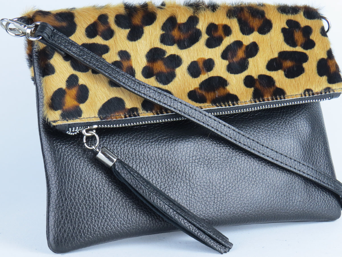 Leopard Print Foldover Clutch Bag