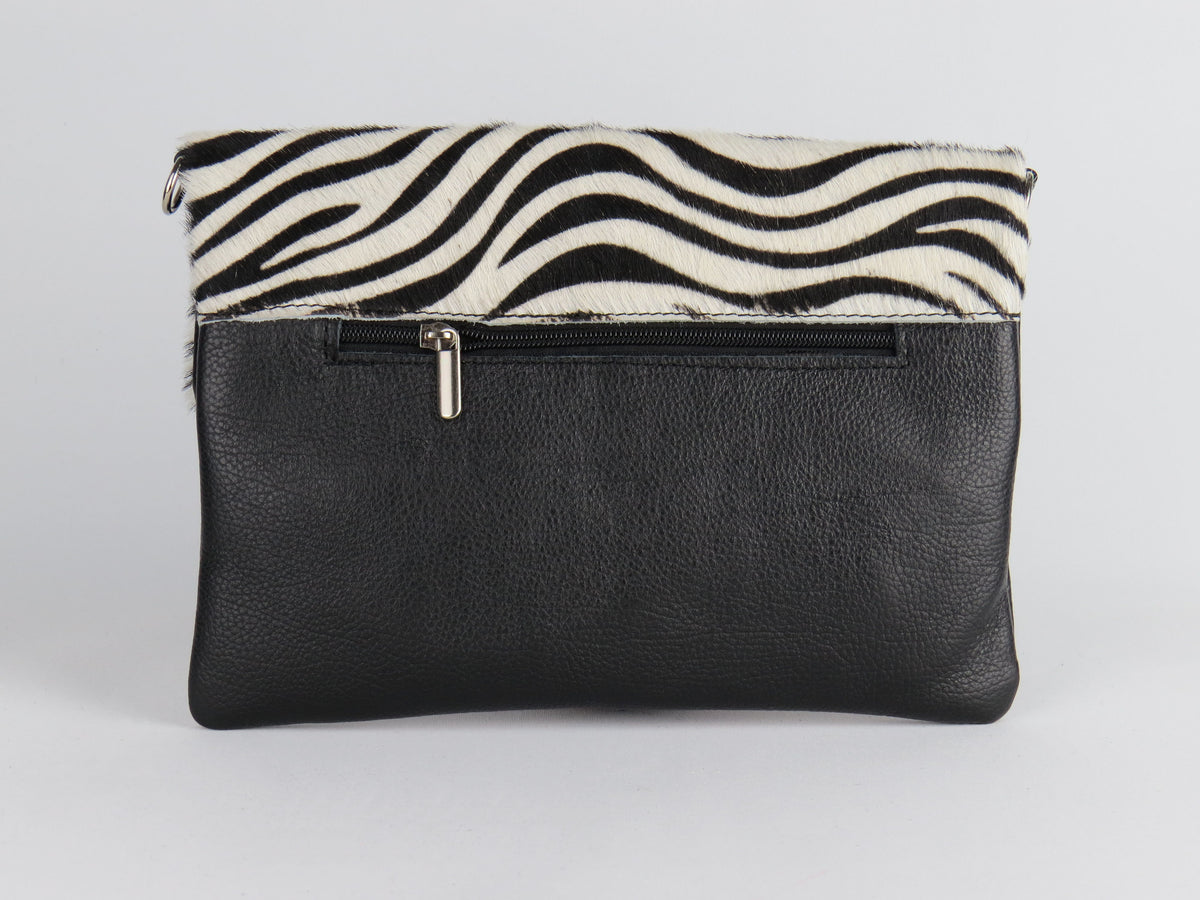 Zebra Print Foldover Clutch Bag
