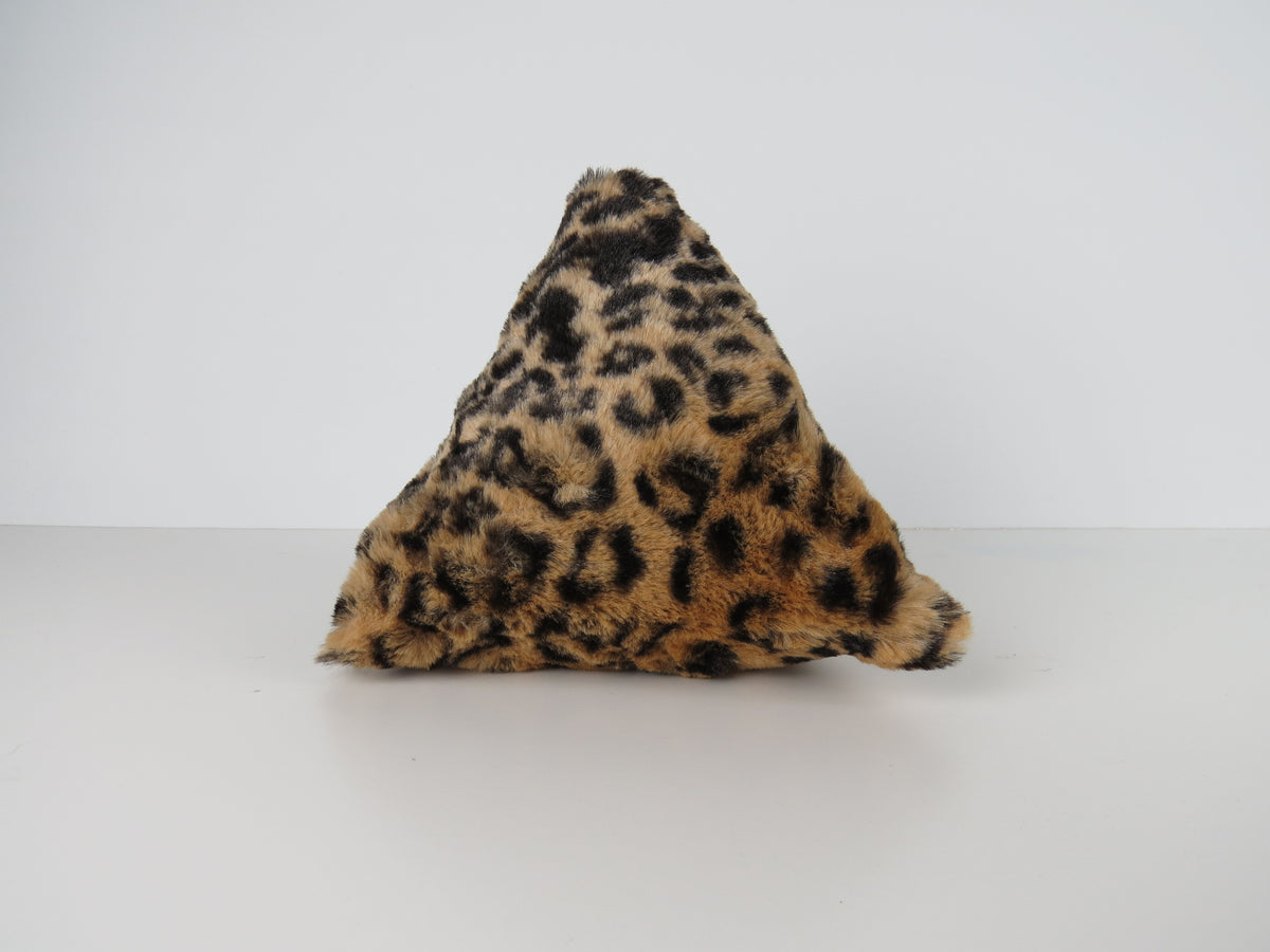 Triangular Leopard Faux Fur Bag Soft Fluffy Purse