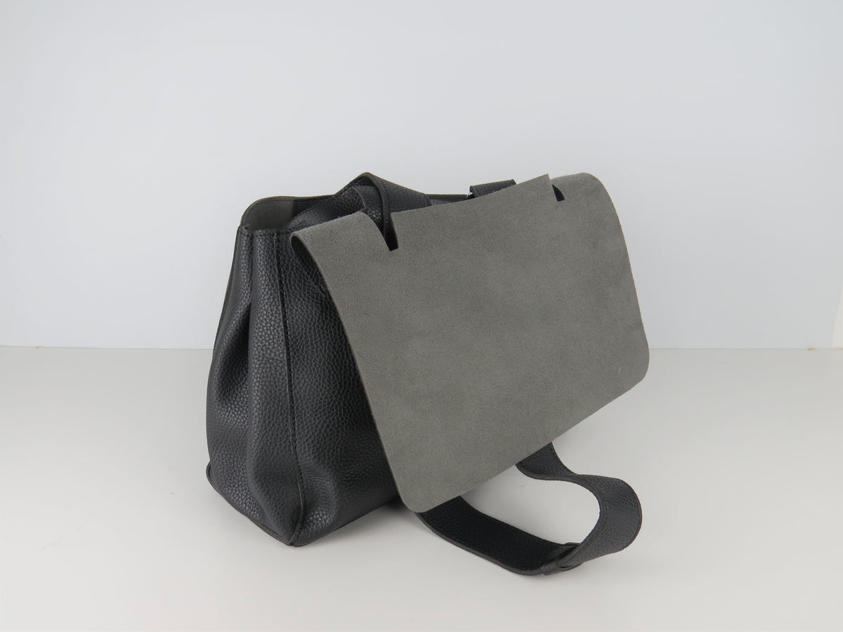 Black Minimalist Faux Leather Handbag