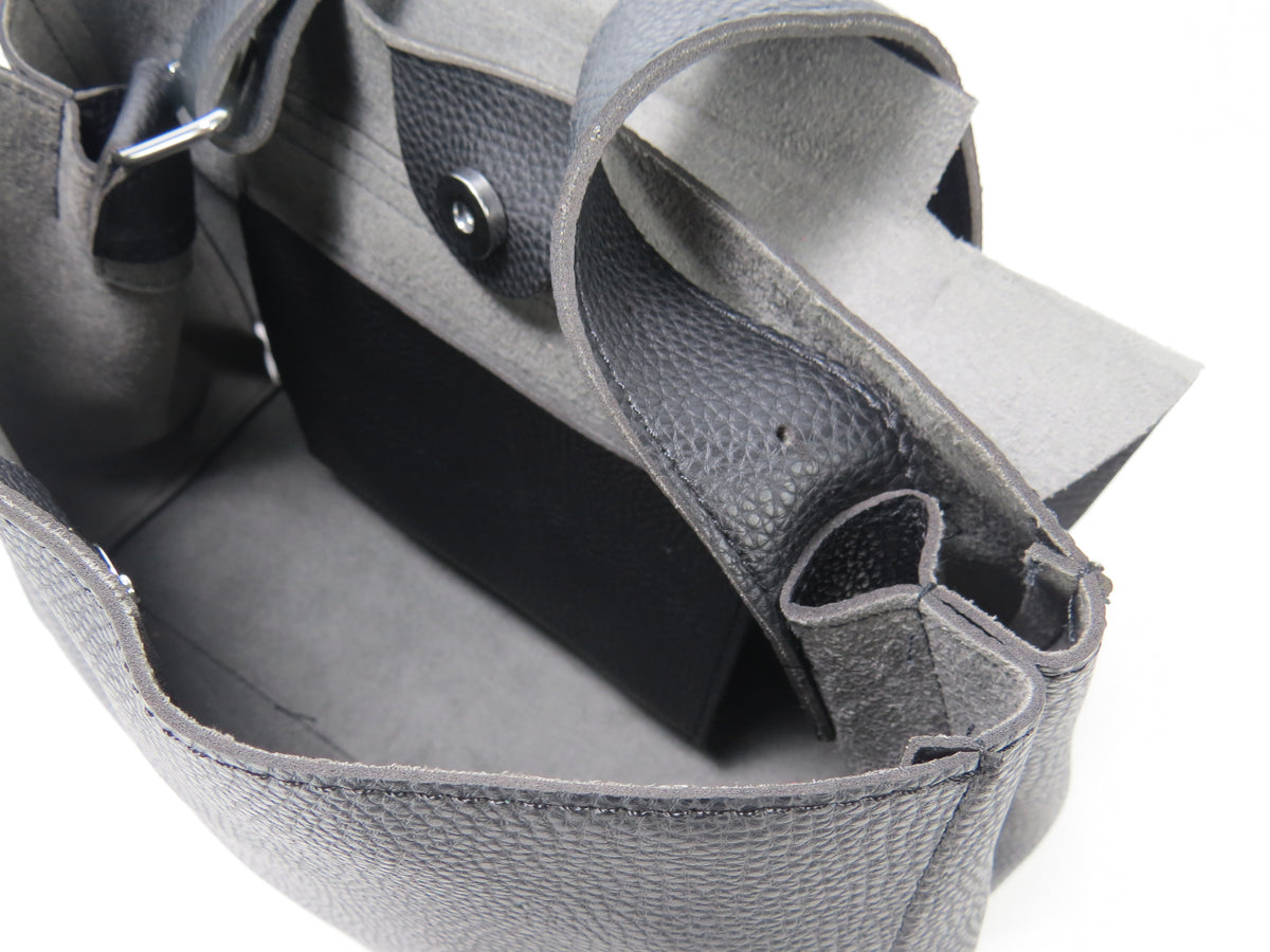 Black Minimalist Faux Leather Handbag