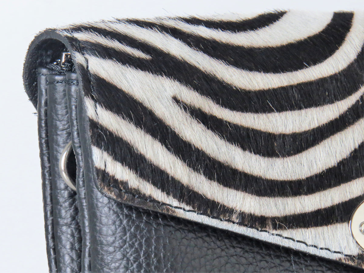 Genuine Italian Leather Mini Zeba Print Crossbody Bag