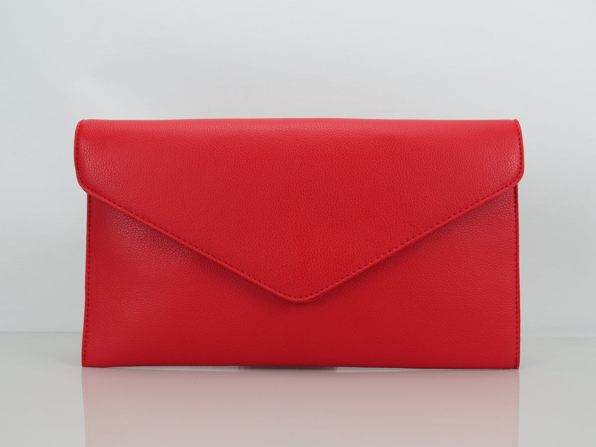 JustBagzz Original Vegan Friendly Leather Red Evening Clutch Bag