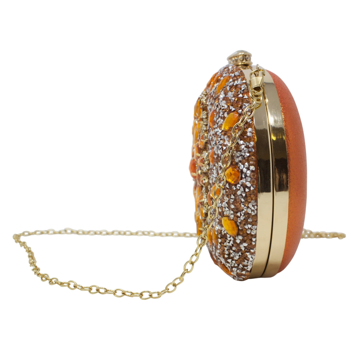 Sparkly Orange Diamante Encrusted Clutch Bag