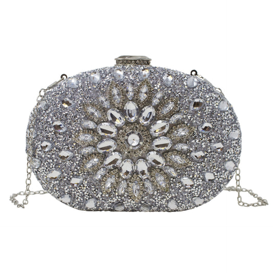 Sparkly Silver Diamante Encrusted Clutch Bag