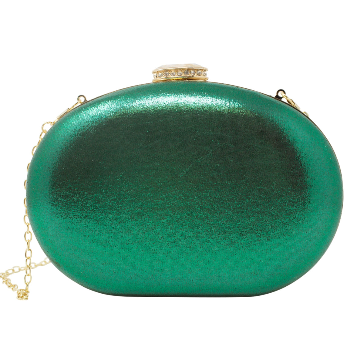 Sparkly Emerald Diamante Encrusted Clutch Bag