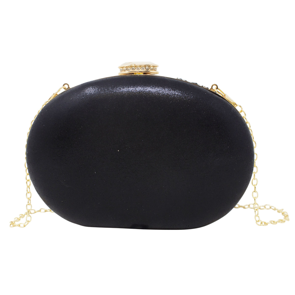 Sparkly Black Gold Diamante Encrusted Clutch Bag