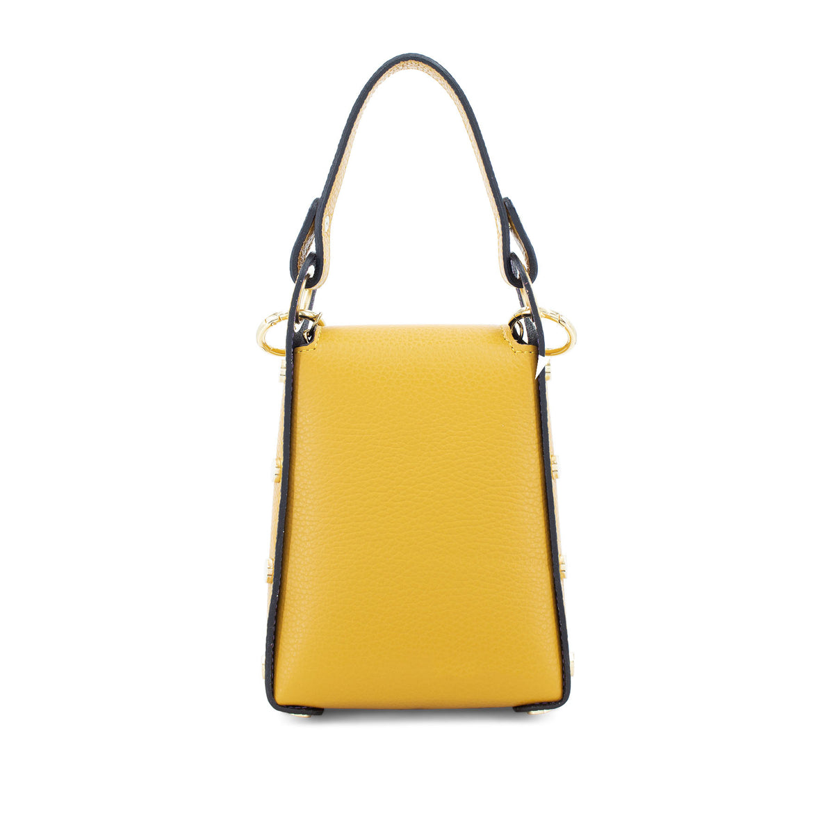 Genuine Black Leather Bee Inspired Mini Crossbody Bag