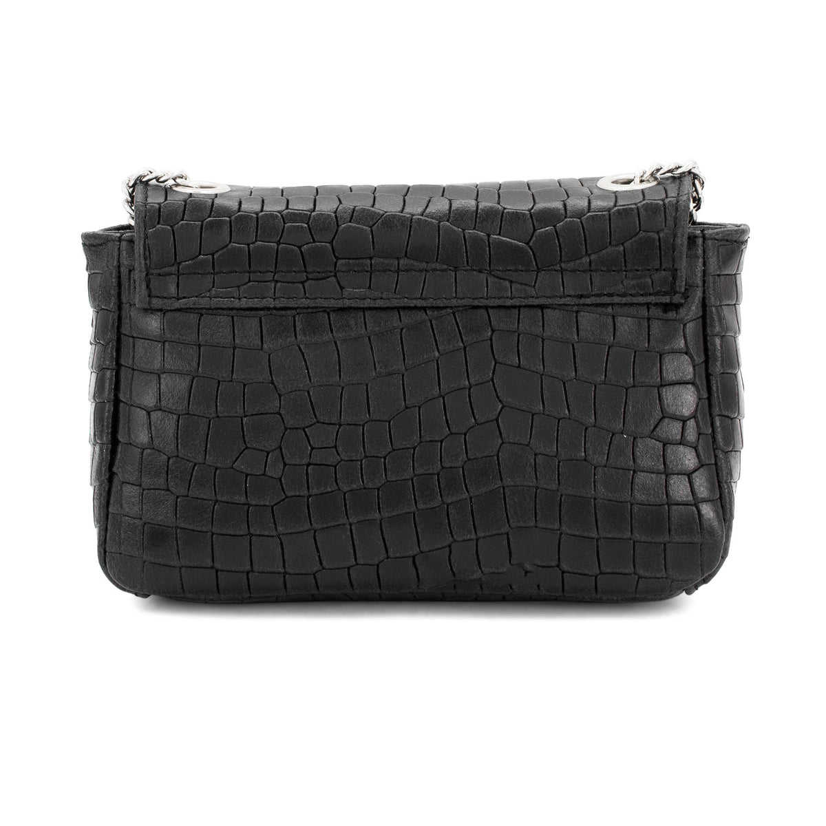 Genuine Italian Leather Croc Effect Crossbody Bag